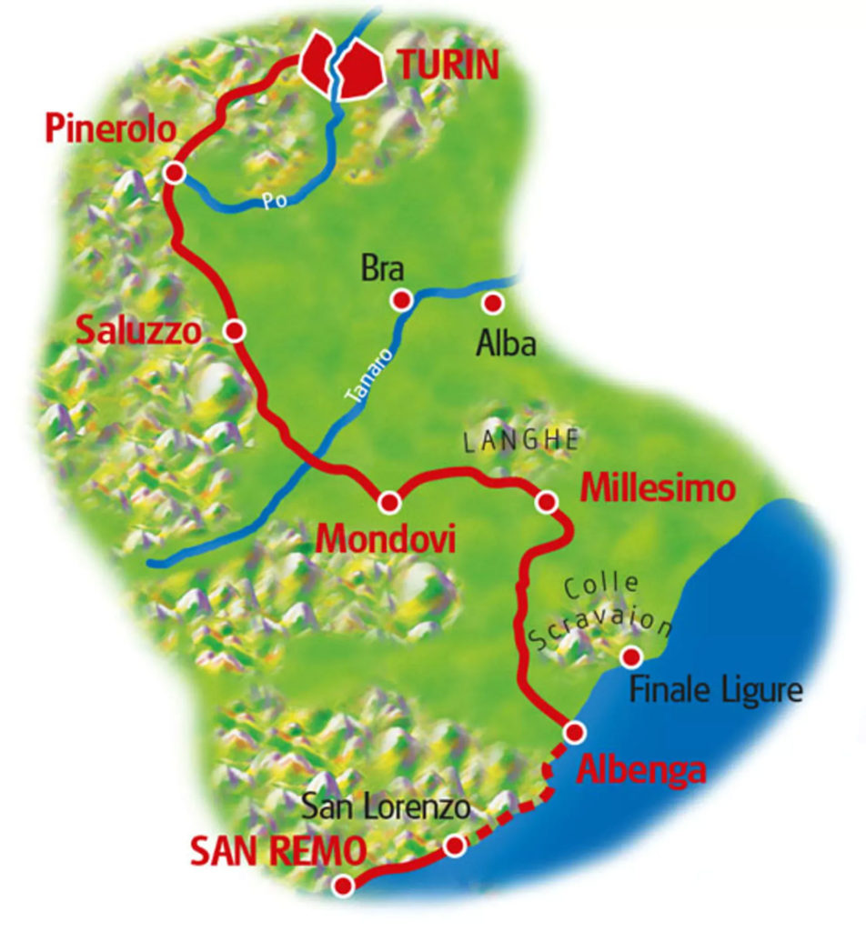 トリノ〜サンレモ ルートマップ
